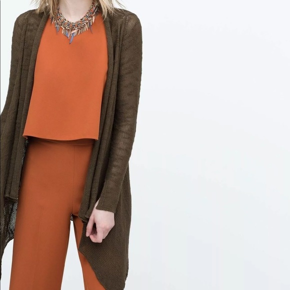 NWT ZARA KNITTED WRAP DRAPE WATERFALL CARDIGAN - Picture 5 of 8